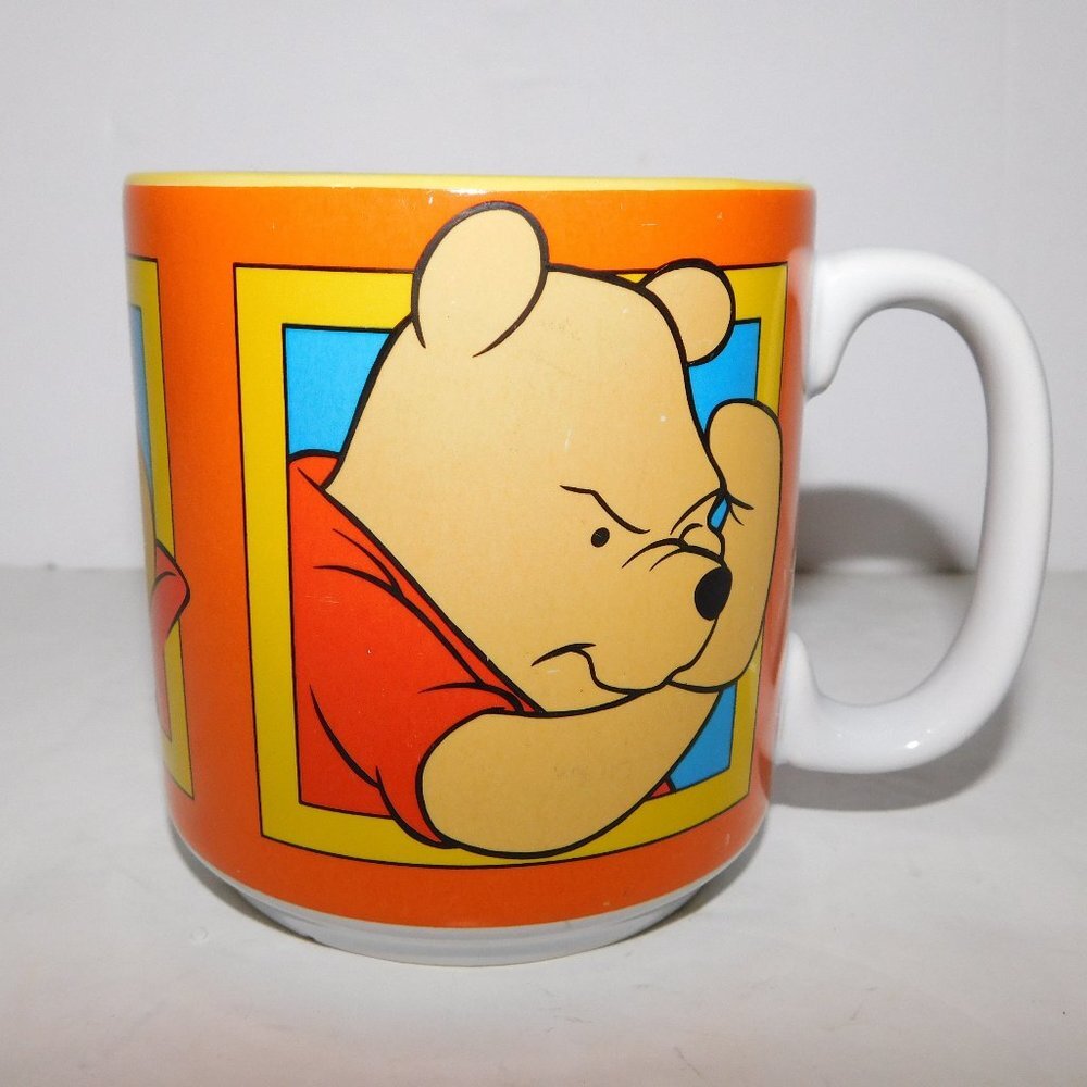 Vintage Disney Winnie the Pooh 3 Moods Faces Graphic Ceramic Coffee Mug